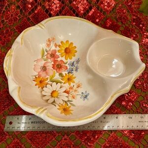 Vintage California Pottery ceramic snack or chip and dip serving dish